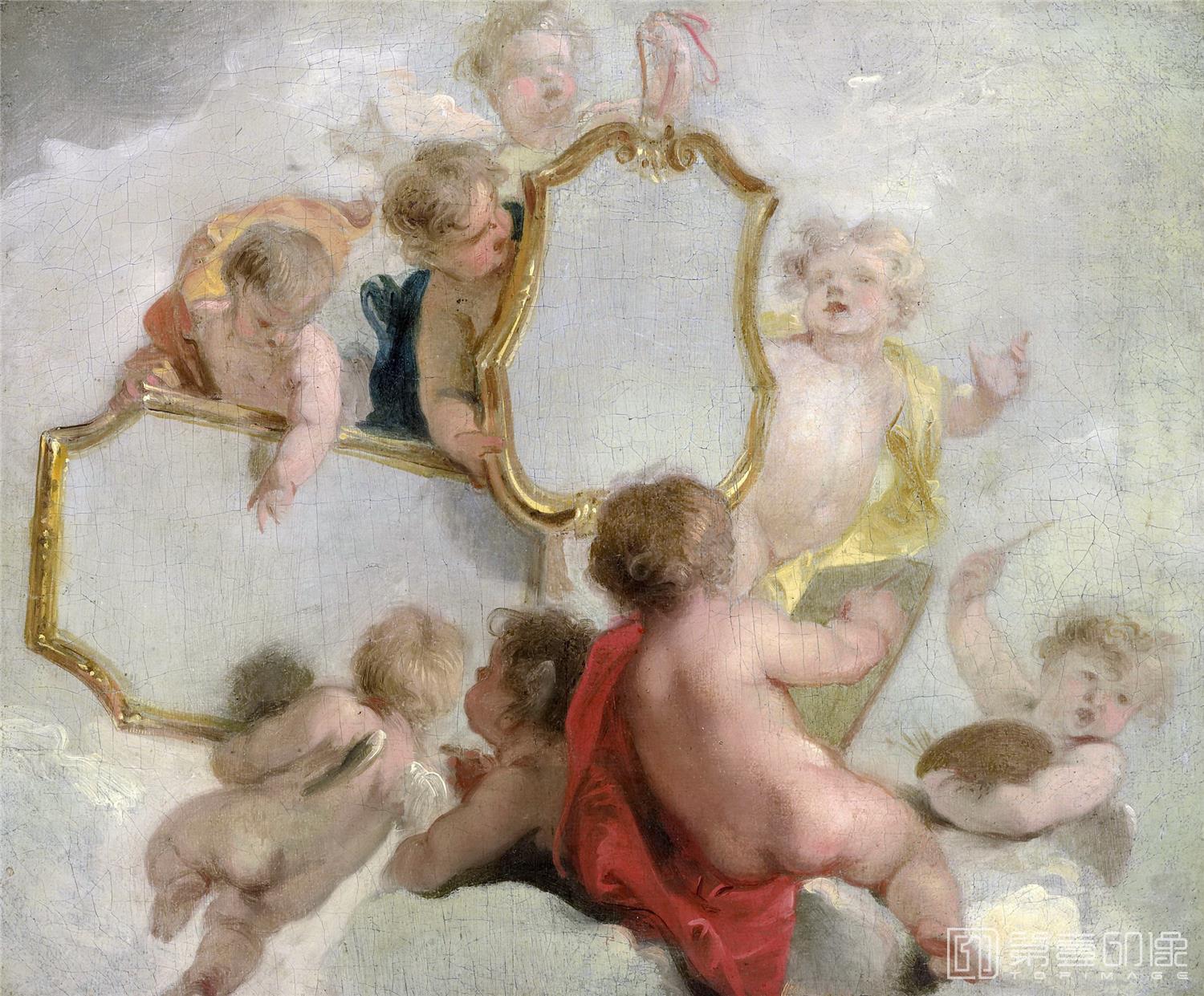 油画-荷兰阿姆斯特丹国家美术馆-Wit Jacob de Putti met spiegels 1725-1744-1932